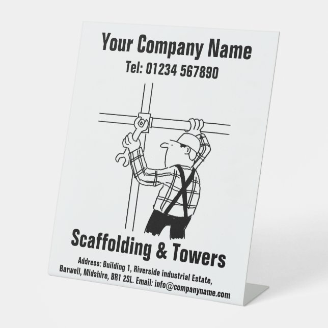 Scaffolding Cartoon Design Pedestal Sign (Front)