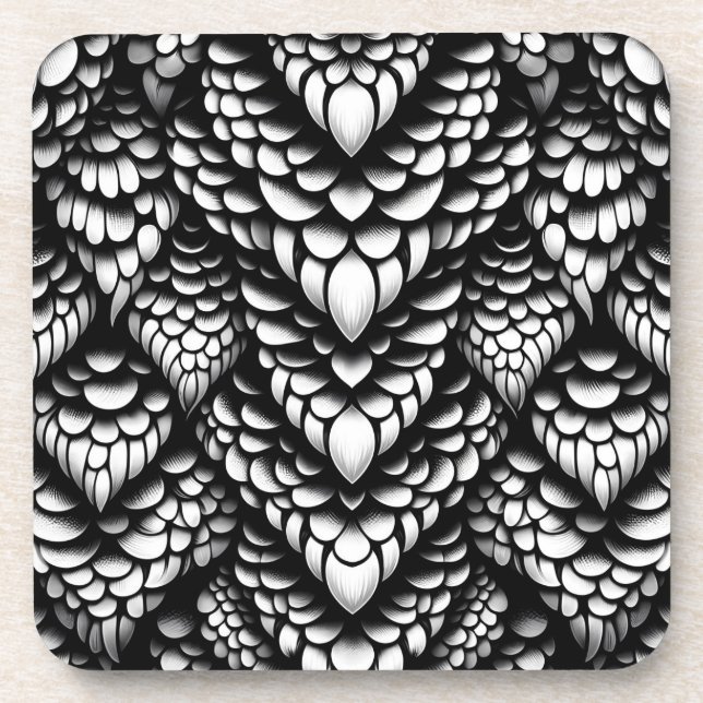 Scale Pattern Cork Back Hard Plastic Coaster Set (Front)