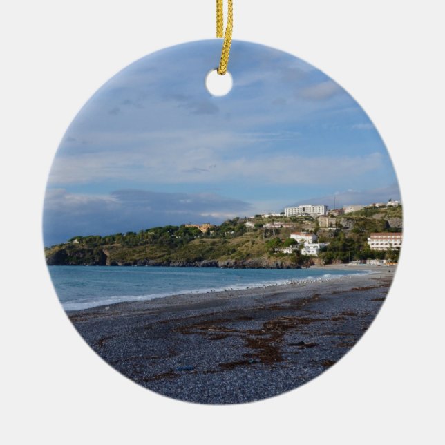 Scalea Beach, Calabria Ceramic Ornament (Front)