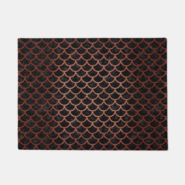 SCALES1 BLACK MARBLE & COPPER BRUSHED METAL DOORMAT (Front)