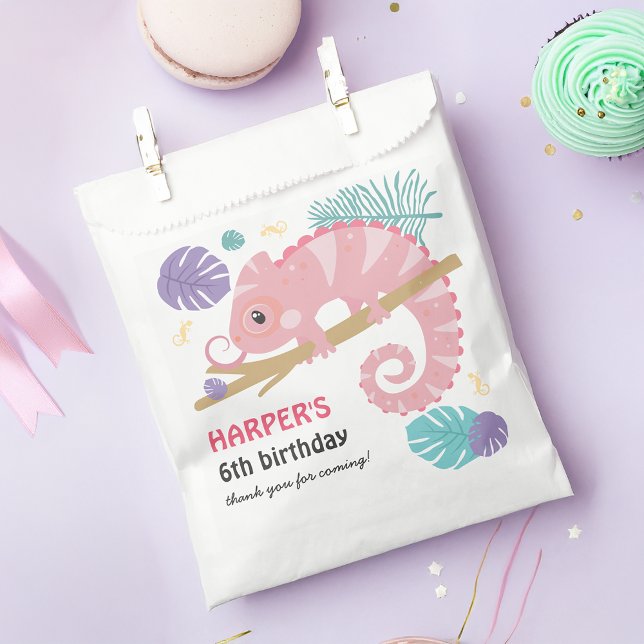Scales and Tails Girl's Reptile Birthday  Favour Bag (You'll be “swamped” for guests with our scales and tails girl's reptile birthday party supplies! )
