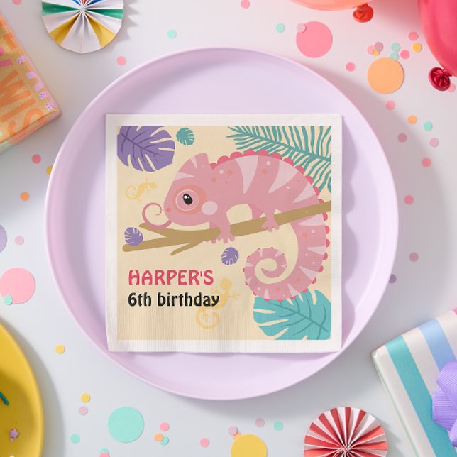 Scales and Tails Girl's Reptile Birthday  Napkin (Creator Uploaded)