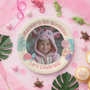 Scales and Tails Girl's Reptile Birthday  Paper Plate