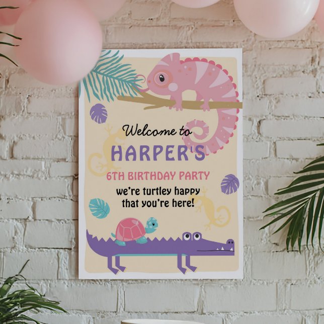 Scales and Tails Girl's Reptile Birthday  Poster (Creator Uploaded)