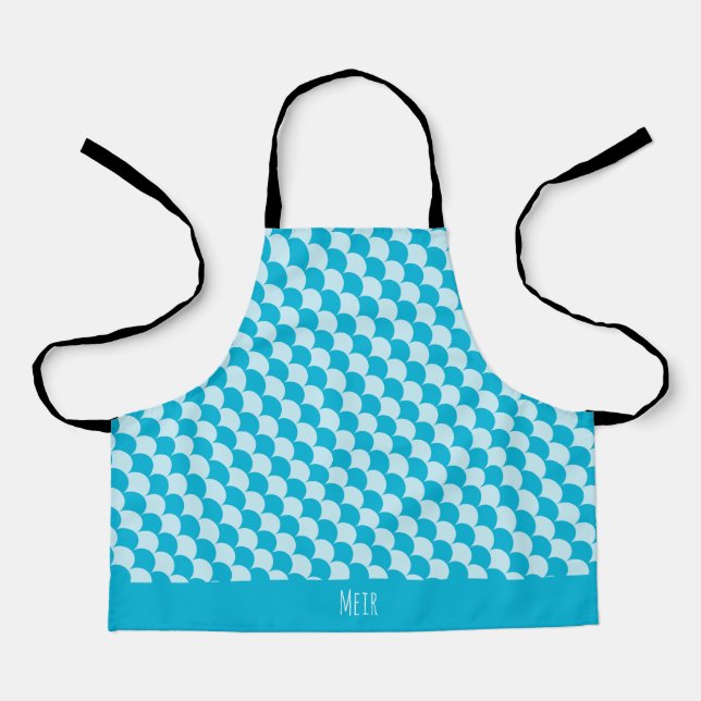 Scales Blue White Minimal Pattern Apron (Front)
