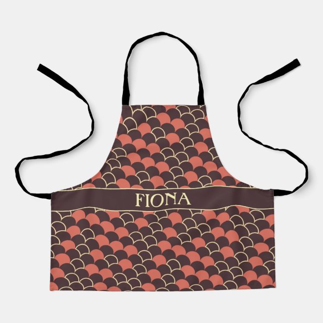 Scales Brown Pink Minimal Pattern Apron (Front)