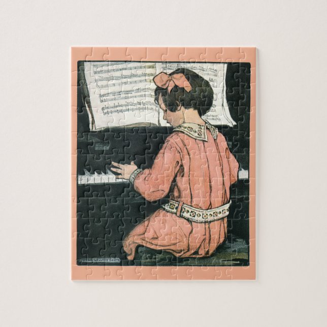 Scales by Jessie Willcox Smith, Piano Music Girl Jigsaw Puzzle (Vertical)