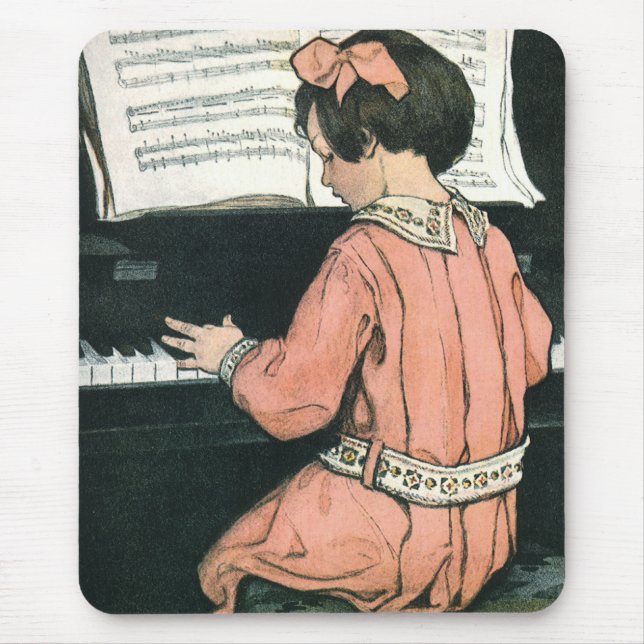 Scales by Jessie Willcox Smith, Piano Music Girl Mouse Pad (Front)