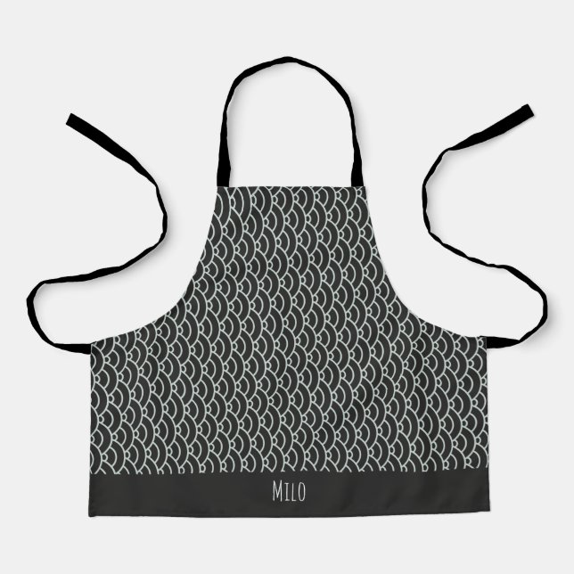 Scales Grey White Minimal Pattern Apron (Front)