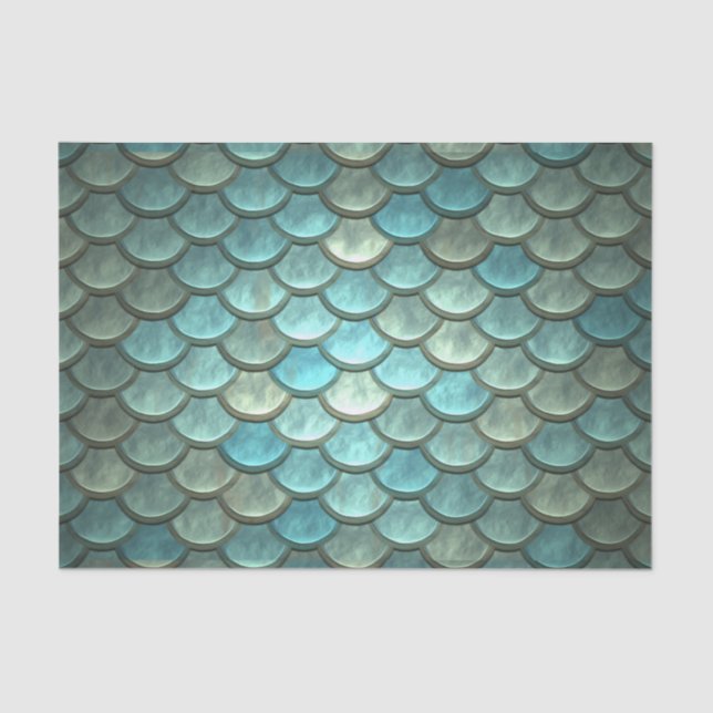 Scales in Teal and Silver Tissue Paper (Front)