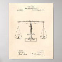 Scales of Justice 1885 Patent Art - Old Peper