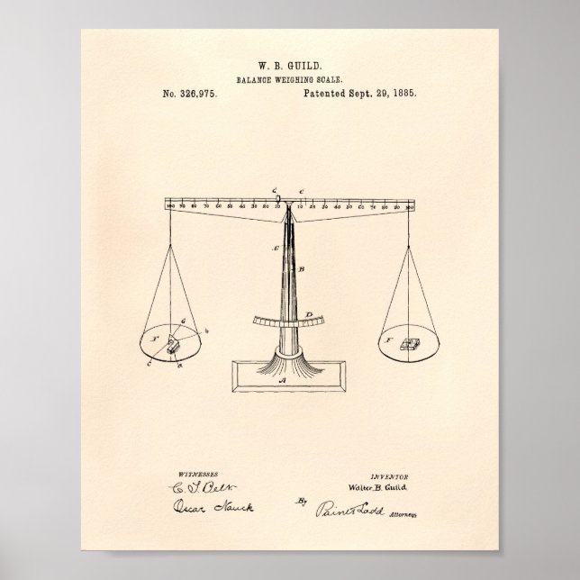 Scales of Justice 1885 Patent Art - Old Peper Poster (Front)