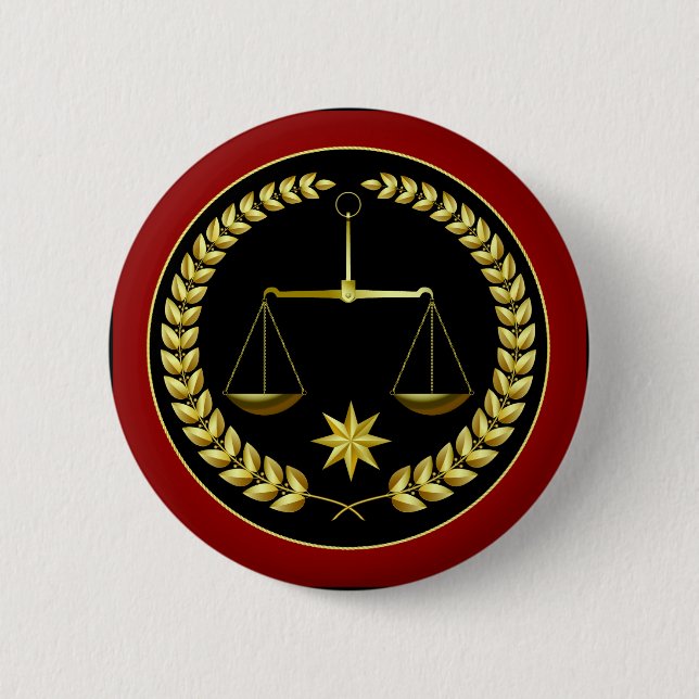 Scales of Justice 6 Cm Round Badge (Front)