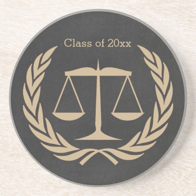 Scales of justice and laurel leaves coaster (Front)
