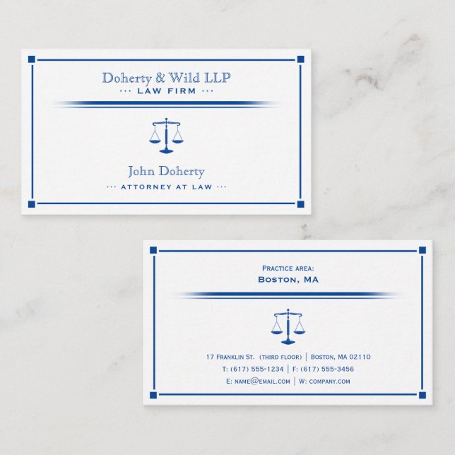 Scales of Justice ATTORNEY | Exclusive Deep Blue Business Card (Front/Back)