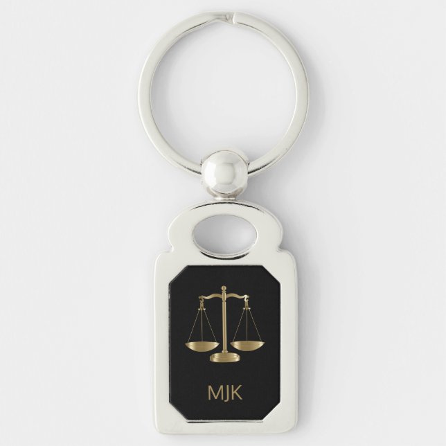 Scales of Justice - Black and Gold Key Ring (Front)