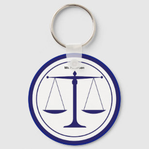 Scales of Justice Blue Custom Keychain