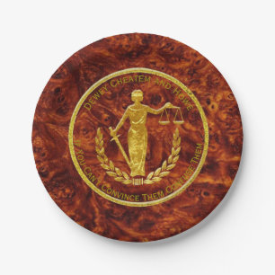 Scales of Justice Burl Pattern Paper Plate