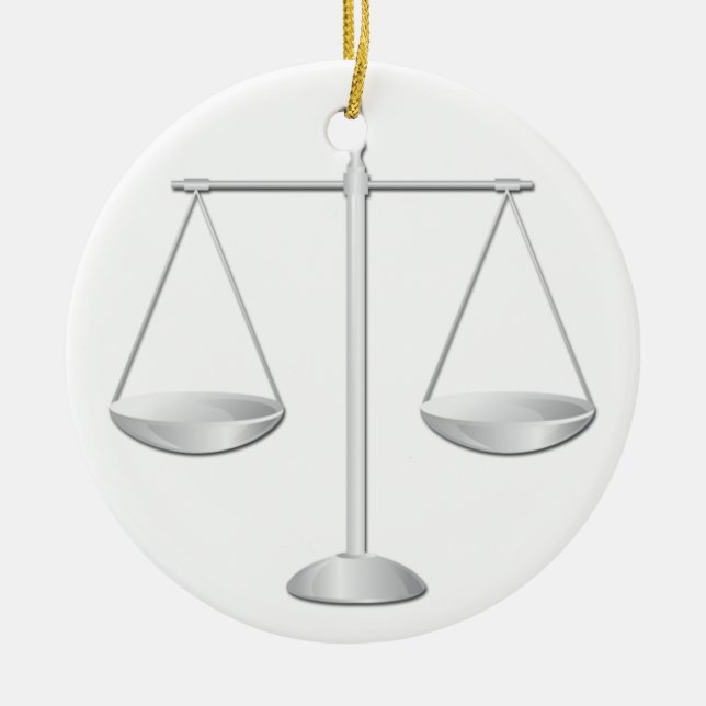 Scales of Justice Ceramic Tree Decoration (Front)