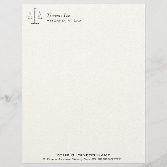 Scales of Justice Customized Letterhead (Front)