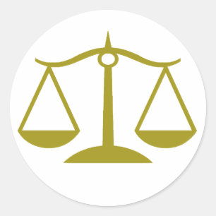 Scales of Justice - Gold Classic Round Sticker
