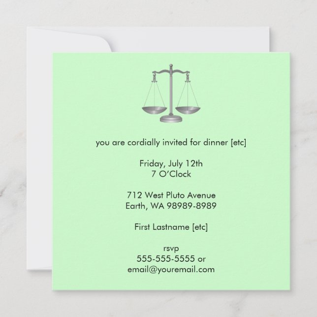 Scales of Justice Invitation (Front)