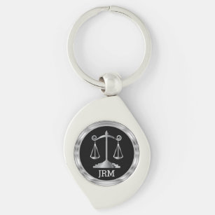 Scales of Justice   Law - Black and Silver Key Ring