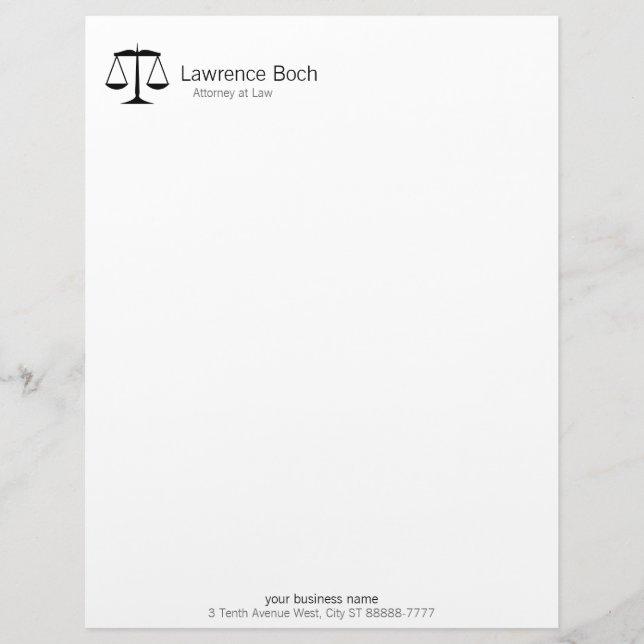 Scales of Justice (Law) Customised Letterhead (Front)