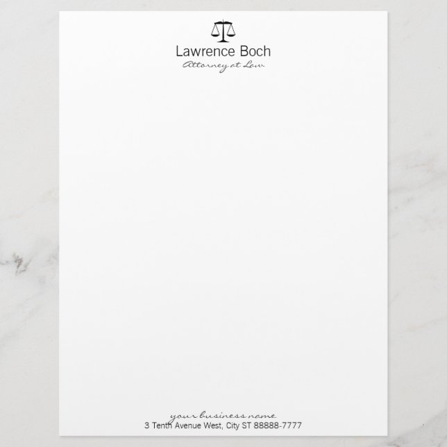 Scales of Justice (Law) Customized Letterhead (Front)