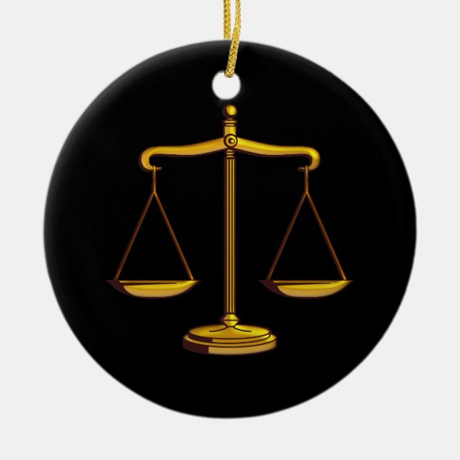 Scales of Justice | Law Gifts Ceramic Tree Decoration (Front)