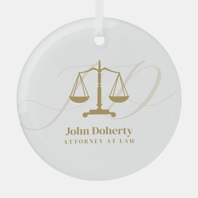 Scales of Justice | Law Glass Tree Decoration (Front)