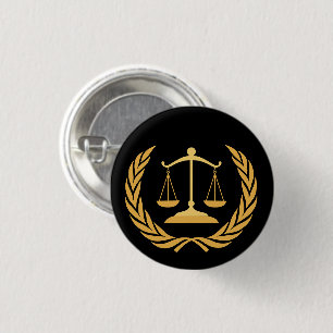 Scales of Justice Law Lawyer - Black & Gold Ke 3 Cm Round Badge