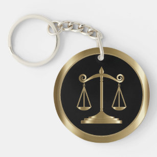 Scales of Justice   Law   Lawyer - Black & Gold Key Ring