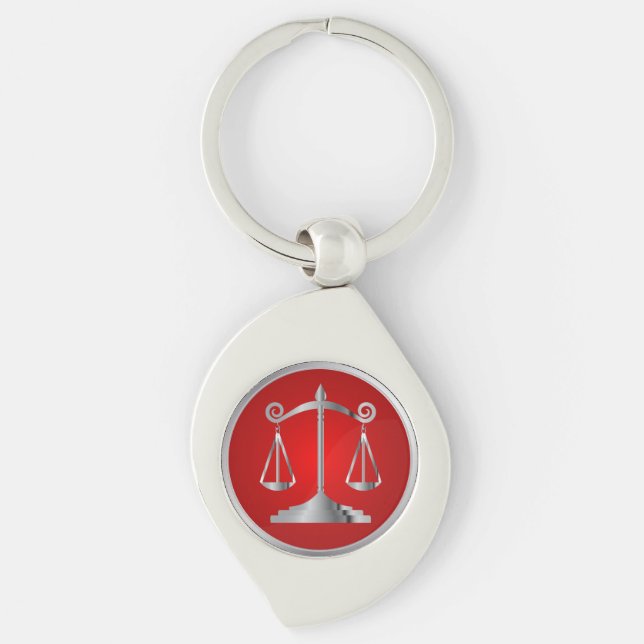 Scales of Justice | Law | Lawyer | Red Key Ring (Front)