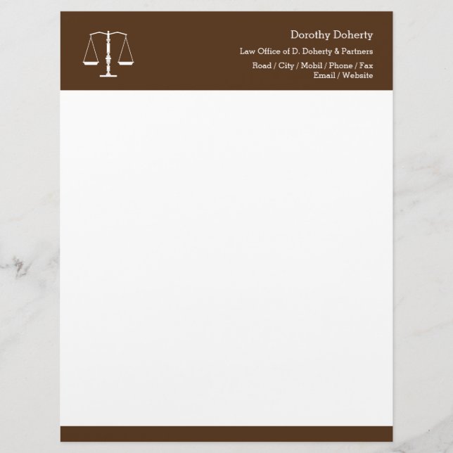 Scales of Justice LAW OFFICE Custom Letterhead (Front)