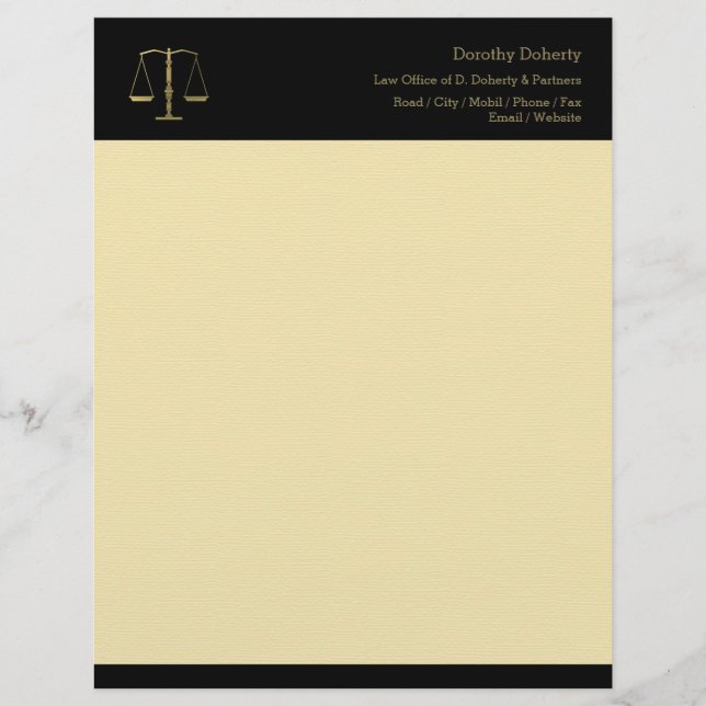 Scales of Justice LAW OFFICE Letterhead (Front)