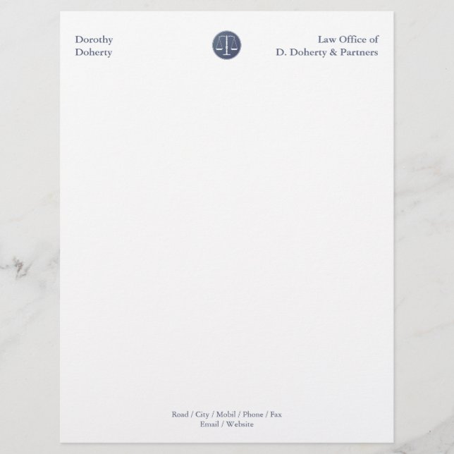 Scales of Justice LAW OFFICE Letterhead (Front)