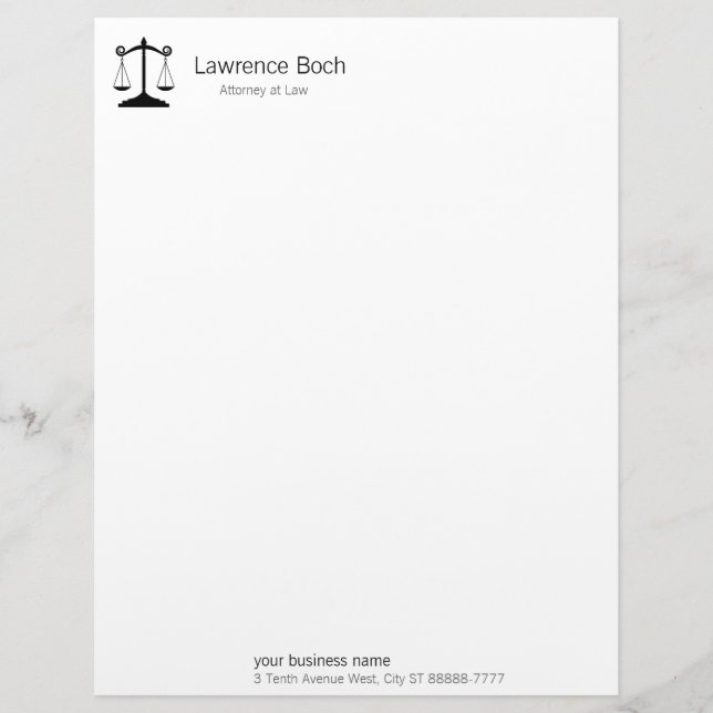 Scales of Justice (Law) Personalized Letterhead (Front)