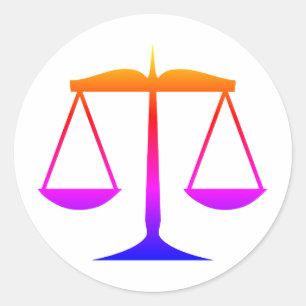 Scales of Justice (Law) Rainbow Gradient Classic Round Sticker