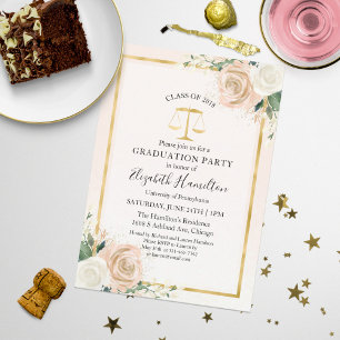 Scales of Justice Law School Grad Party Blush Invitation