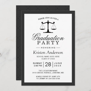 Scales of Justice Law School Graduation Party Invitation