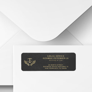 Scales of justice legal gold black return address label
