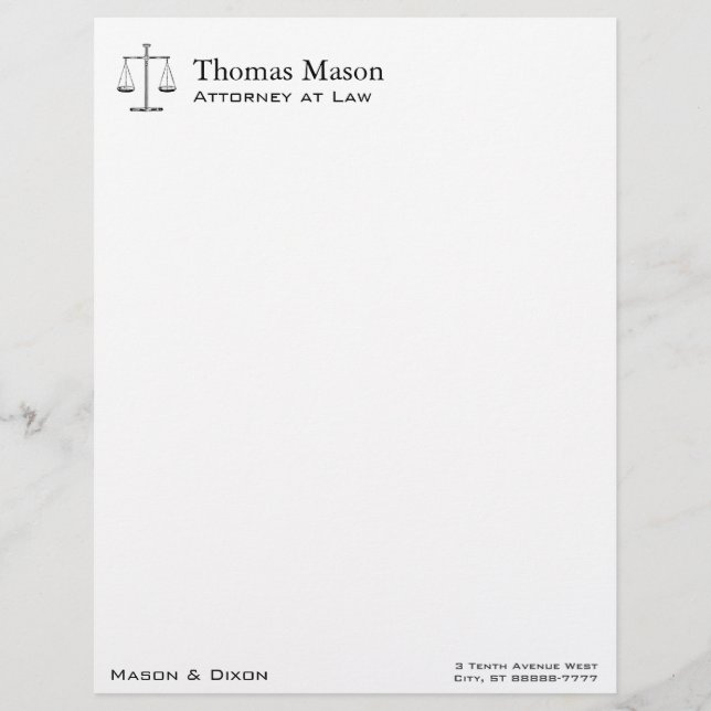 Scales of Justice Letterhead Design (Front)