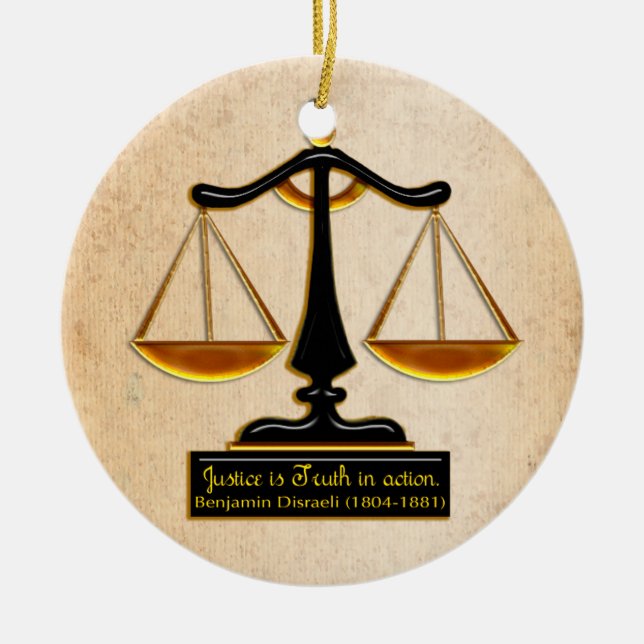 Scales of Justice on Parchment (Personalised) Ceramic Ornament (Front)