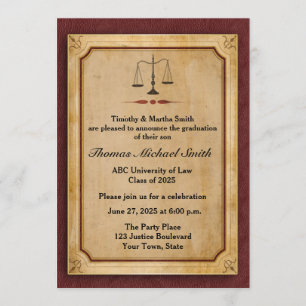 Scales of Justice, Parchment, Grad Announcement