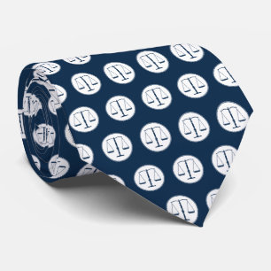 Scales of Justice pattern Law Deep Blue Tie
