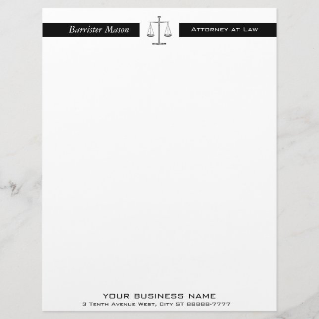 Scales of Justice Personalized Letterhead (Front)