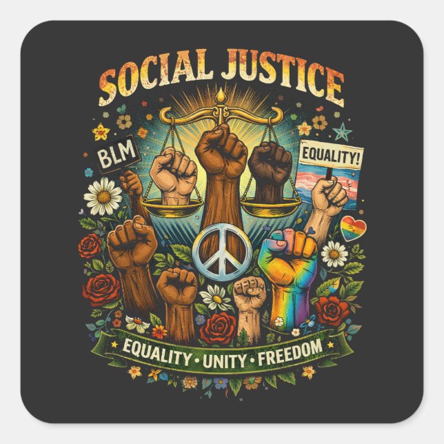 Scales of Justice Square Sticker (Front)