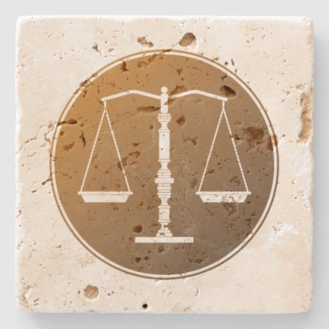 Scales of Justice Stone Coaster (Front)