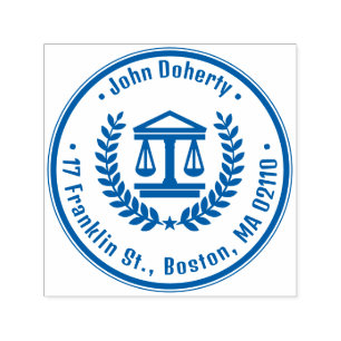 Scales of Justice Symbol   Round return address Self-inking Stamp